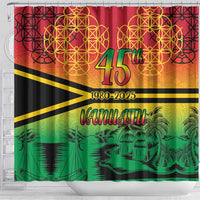 Hapi 45th Indipendens Dei Vanuatu Shower Curtain Yumi 1980 with Vanuatuan Beach Landscape