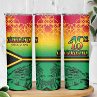 Hapi 45th Indipendens Dei Vanuatu Skinny Tumbler Yumi 1980 with Vanuatuan Beach Landscape LT9 - Polynesian Pride