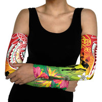 Vanuatu 45th Anniversary Arm Sleeves Polynesian with Sand Drawing Pattern - Polynesian Pride