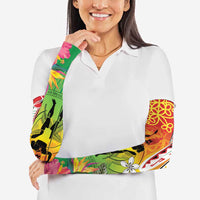 Vanuatu 45th Anniversary Arm Sleeves Polynesian with Sand Drawing Pattern - Polynesian Pride