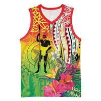 Vanuatu 45th Anniversary Basketball Jersey Polynesian with Sand Drawing Pattern - Polynesian Pride