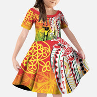 Vanuatu 45th Anniversary Family Matching Summer Maxi Dress and Hawaiian Shirt Polynesian with Sand Drawing Pattern