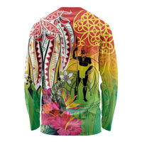 Vanuatu 45th Anniversary Long Sleeve Shirt Polynesian with Sand Drawing Pattern