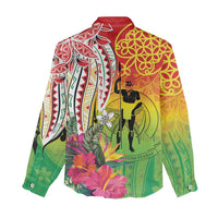 Vanuatu 45th Anniversary Women Casual Shirt Polynesian with Sand Drawing Pattern