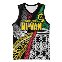 Vanuatu Proud to be Ni-van Personalised Basketball Jersey with Mutis En Atan Patterns - Polynesian Pride