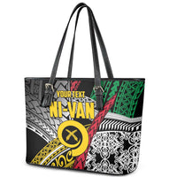 Vanuatu Proud to be Ni-van Personalised Leather Tote Bag with Mutis En Atan Patterns