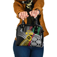 Vanuatu Proud to be Ni-van Personalised Shoulder Handbag with Mutis En Atan Patterns LT9 One Size Black - Polynesian Pride