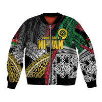 Vanuatu Proud to be Ni-van Personalised Sleeve Zip Bomber Jacket with Mutis En Atan Patterns