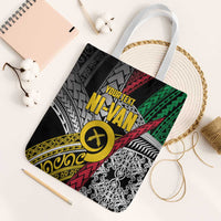 Vanuatu Proud to be Ni-van Personalised Tote Bag with Mutis En Atan Patterns LT9 White Strap One Size Black - Polynesian Pride