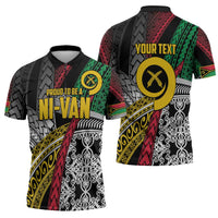 Vanuatu Proud to be Ni-van Personalised Zipper Polo Shirt with Mutis En Atan Patterns - Polynesian Pride