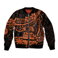 Fiji Islands Bomber Jacket Coat of Arms Fijian Flower Polynesian Pattern - Orange LT9 Unisex Orange - Polynesian Pride