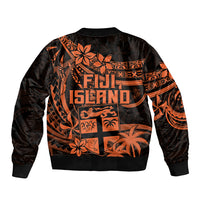 Fiji Islands Bomber Jacket Coat of Arms Fijian Flower Polynesian Pattern - Orange LT9 - Polynesian Pride