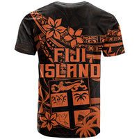 Fiji Islands T Shirt Coat of Arms Fijian Flower Polynesian Pattern Orange LT9 - Polynesian Pride