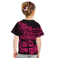 Fiji Islands Kid T Shirt Coat of Arms Fijian Flower Polynesian Pattern - Pink LT9 - Polynesian Pride