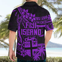 Fiji Islands Hawaiian Shirt Coat of Arms Fijian Flower Polynesian Pattern - Purple LT9 - Polynesian Pride
