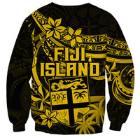 Fiji Islands Sweatshirt Coat of Arms Fijian Flower Polynesian Pattern - Yellow LT9 - Polynesian Pride