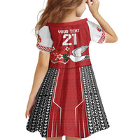 Custom Tonga Rugby Family Matching Off Shoulder Short Dress and Hawaiian Shirt Mate Maa Kupesi Style LT9 - Polynesian Pride