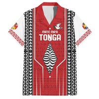 Custom Tonga Rugby Family Matching Off Shoulder Short Dress and Hawaiian Shirt Mate Maa Kupesi Style LT9 Dad's Shirt - Short Sleeve Red - Polynesian Pride