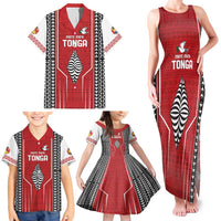 Custom Tonga Rugby Family Matching Tank Maxi Dress and Hawaiian Shirt Mate Maa Kupesi Style