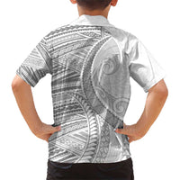 American Samoa White Sunday Family Matching Short Sleeve Bodycon Dress and Hawaiian Shirt Polynesian Lotu Tamaiti - Polynesian Pride