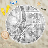 Niue White Sunday Beach Blanket Niuean Lotu Tamaiti Hiapo Pattern - Polynesian Pride