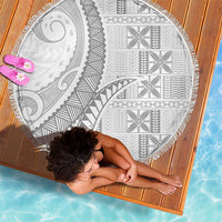 Niue White Sunday Beach Blanket Niuean Lotu Tamaiti Hiapo Pattern - Polynesian Pride