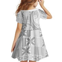 Niue White Sunday Family Matching Off Shoulder Maxi Dress and Hawaiian Shirt Niuean Lotu Tamaiti Hiapo Pattern - Polynesian Pride