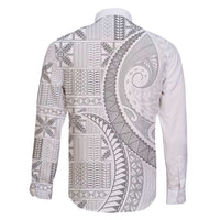 Niue White Sunday Family Matching Tank Maxi Dress and Hawaiian Shirt Niuean Lotu Tamaiti Hiapo Pattern - Polynesian Pride