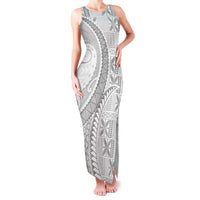 Niue White Sunday Family Matching Tank Maxi Dress and Hawaiian Shirt Niuean Lotu Tamaiti Hiapo Pattern - Polynesian Pride