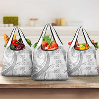 Niue White Sunday Grocery Bag Niuean Lotu Tamaiti Hiapo Pattern - Polynesian Pride