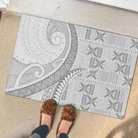 Niue White Sunday Rubber Doormat Niuean Lotu Tamaiti Hiapo Pattern - Polynesian Pride