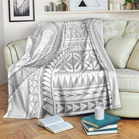 Polynesian White Sunday Blanket Lotu Tamaiti Melanesian Pattern - Polynesian Pride