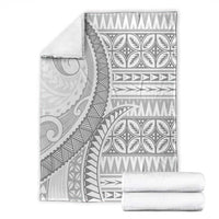 Polynesian White Sunday Blanket Lotu Tamaiti Melanesian Pattern - Polynesian Pride