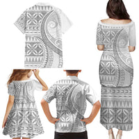 Polynesian White Sunday Family Matching Puletasi and Hawaiian Shirt Lotu Tamaiti Melanesian Pattern - Polynesian Pride