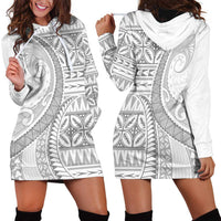 Polynesian White Sunday Hoodie Dress Lotu Tamaiti Melanesian Pattern - Polynesian Pride