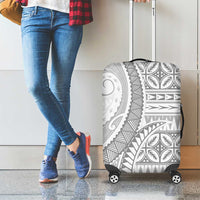 Polynesian White Sunday Luggage Cover Lotu Tamaiti Melanesian Pattern - Polynesian Pride