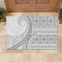 Polynesian White Sunday Rubber Doormat Lotu Tamaiti Melanesian Pattern - Polynesian Pride