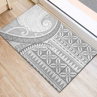 Polynesian White Sunday Rubber Doormat Lotu Tamaiti Melanesian Pattern - Polynesian Pride