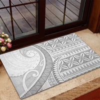 Polynesian White Sunday Rubber Doormat Lotu Tamaiti Melanesian Pattern - Polynesian Pride