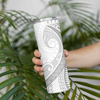 Polynesian White Sunday Skinny Tumbler Lotu Tamaiti Melanesian Pattern - Polynesian Pride