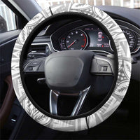 Polynesian White Sunday Steering Wheel Cover Lotu Tamaiti Melanesian Pattern - Polynesian Pride