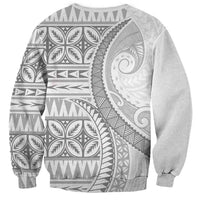 Polynesian White Sunday Sweatshirt Lotu Tamaiti Melanesian Pattern - Polynesian Pride