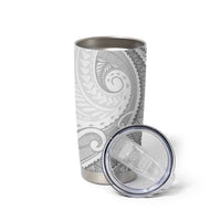 Polynesian White Sunday Tumbler Cup Lotu Tamaiti Melanesian Pattern - Polynesian Pride