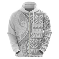 Polynesian White Sunday Zip Hoodie Lotu Tamaiti Melanesian Pattern - Polynesian Pride