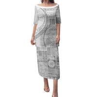 Samoa Siapo White Sunday Family Matching Puletasi and Hawaiian Shirt Lotu Tamaiti Polynesian White Pattern - Polynesian Pride