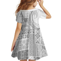 Samoa Siapo White Sunday Family Matching Tank Maxi Dress and Hawaiian Shirt Lotu Tamaiti Polynesian White Pattern - Polynesian Pride