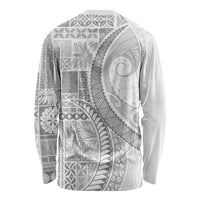 Samoa Siapo White Sunday Long Sleeve Shirt Lotu Tamaiti Polynesian White Pattern - Polynesian Pride