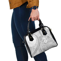 Samoa Siapo White Sunday Shoulder Handbag Lotu Tamaiti Polynesian White Pattern - Polynesian Pride