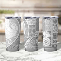 Samoa Siapo White Sunday Tumbler Cup Lotu Tamaiti Polynesian White Pattern - Polynesian Pride