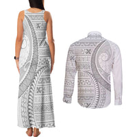 Tokelau White Sunday Couples Matching Tank Maxi Dress and Long Sleeve Button Shirt Lotu Tamaiti Ngatu Tokelau Feletoa Manulua - Polynesian Pride